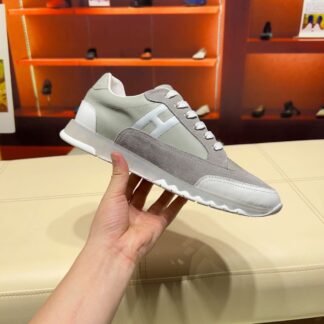Hermes green grey French Paris catwalk simple casual shoes