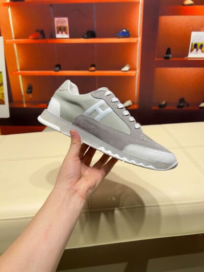 Hermes green grey French Paris catwalk simple casual shoes