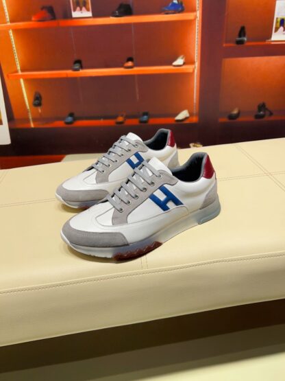 Hermes blue-grey French Paris catwalk simple casual shoes