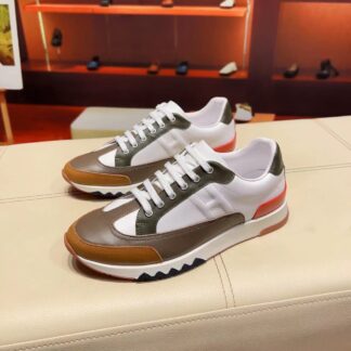 Hermes white brown French Paris catwalk simple casual shoes