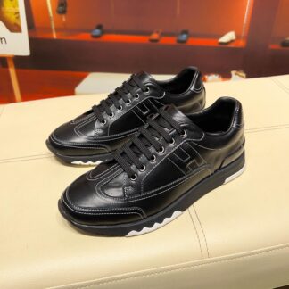 Hermes black French Paris catwalk simple casual shoes