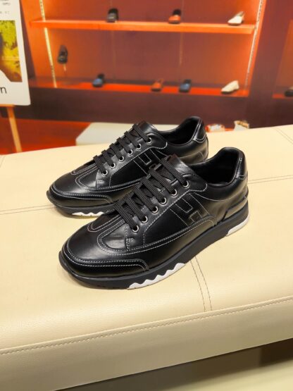Hermes black French Paris catwalk simple casual shoes