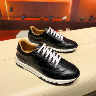Hermes black and white French Paris catwalk simple casual shoes