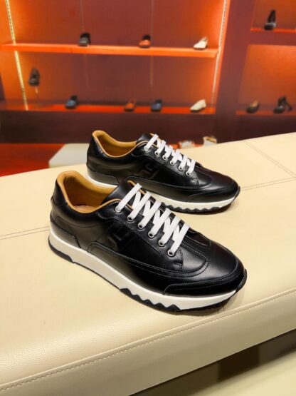 Hermes black and white French Paris catwalk simple casual shoes