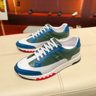 Hermes green blue French Paris catwalk simple casual shoes