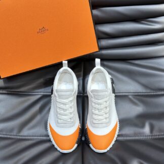 Hermès Men's White Orange Lightweight Casual Sneakers