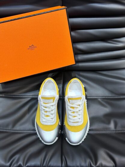 Hermès men's yellow-gray lightweight breathable casual sports shoes