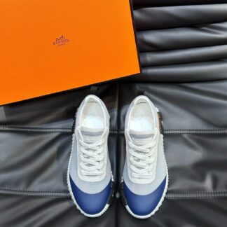 Hermès Men's Gray Orange Lightweight Breathable Casual Sports Shoes