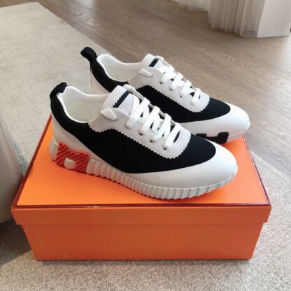 Hermes men's white and black fashion casual sports shoes