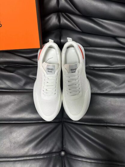 Hermes leather mesh breathable white high-end temperament casual shoes