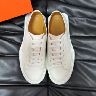 Hermes white leather high-end casual shoes