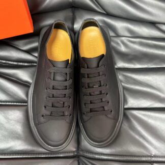 Hermes black high-end leather casual shoes