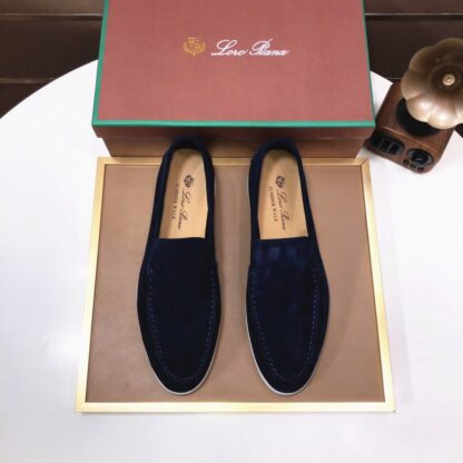 Hermès couple's dark blue high-end classic loafers