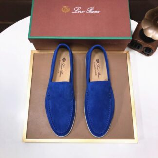 Hermès couple blue high-end classic loafers