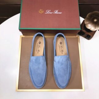 Hermès couple's sky blue high-end classic loafers