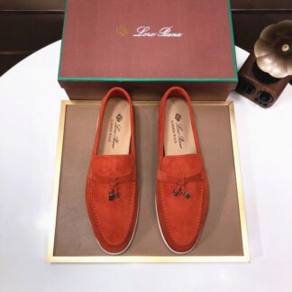 Hermès orange-red couple's high-end classic loafers