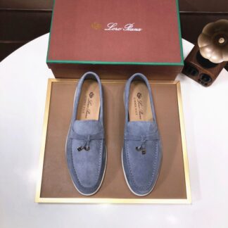Hermès grey-blue couple's high-end classic loafers