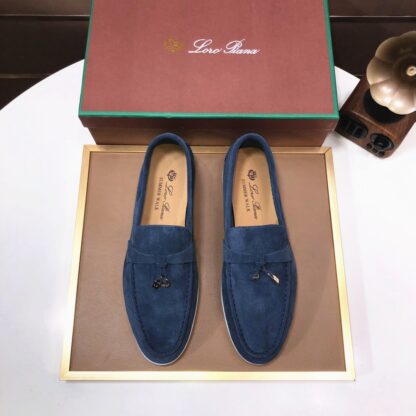 Hermès blue couple high-end classic loafers