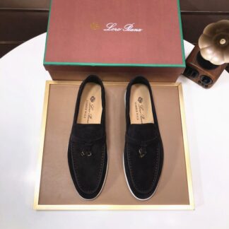 Hermes light black couple's high-end classic loafers
