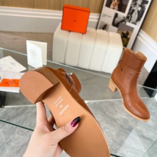 Hermes dark brown classic kelly buckle knight boots