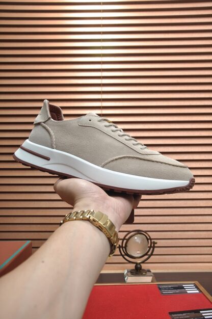 Hermès classic apricot cashmere sneakers
