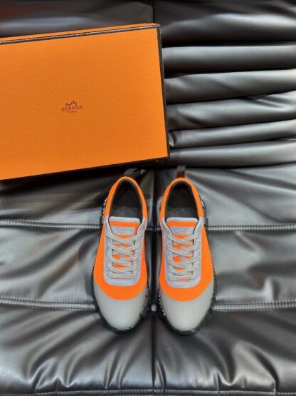 Hermès Men's Gray Orange All-match Casual Sports Shoes