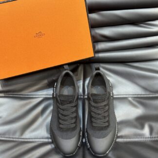 Hermès men's black versatile casual sneakers