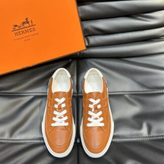 Hermès Men's Dark Brown Comfort Low-Top Casual Sneakers