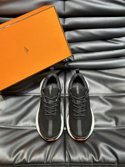 Hermes men's black and white breathable fashion casual sports shoes