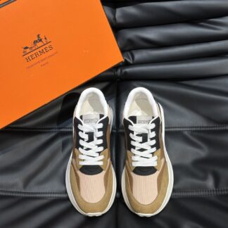 Hermes men's thick-soled apricot brown fashion casual sports shoes