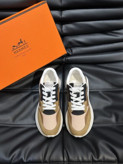 Hermes men's thick-soled apricot brown fashion casual sports shoes