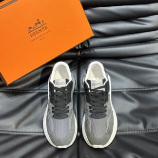 Hermes men's thick-soled gray and black fashion casual sports shoes