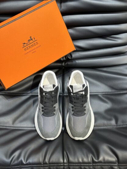 Hermes men's thick-soled gray and black fashion casual sports shoes