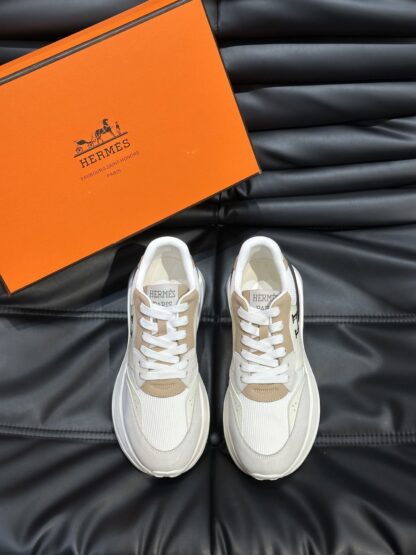 Hermes men's thick-soled gray apricot fashion casual sports shoes