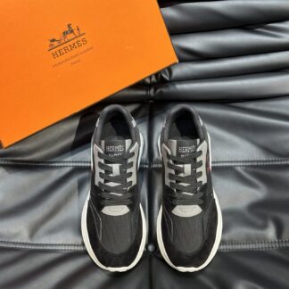 Hermes men's thick-soled black and gray fashion casual sports shoes