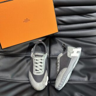 Hermes grey and black all-match casual sneakers