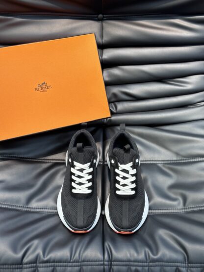 Hermes high-end men's fashion black casual breathable simple sports shoes
