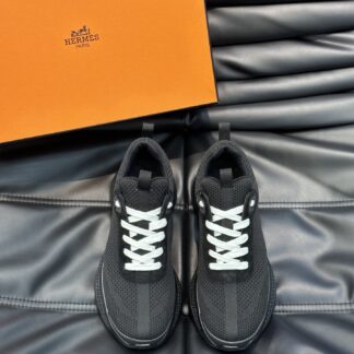 Hermes high-end men's fashion black and white casual breathable simple sports shoes