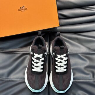 Hermes high-end men's fashion dark brown casual breathable simple sports shoes