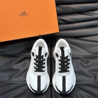 Hermes high-end men's fashion white and black casual breathable simple sports shoes