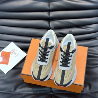 Hermes high-end men's fashion light yellow casual breathable simple sports shoes