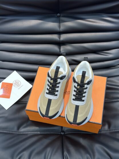 Hermes high-end men's fashion light yellow casual breathable simple sports shoes