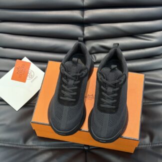 Hermes men's black comfortable breathable simple casual sports shoes
