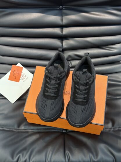 Hermes men's black comfortable breathable simple casual sports shoes