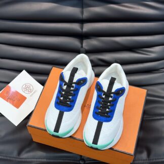 Hermes men's white and blue comfortable breathable simple casual sports shoes