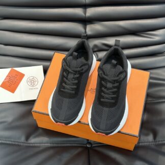 Hermes men's black and white comfortable breathable simple casual sports shoes