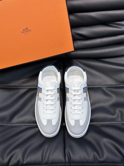 Hermès men's lightweight low-top white and brown casual sports shoes