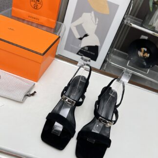 Hermès handmade black stiletto sandals