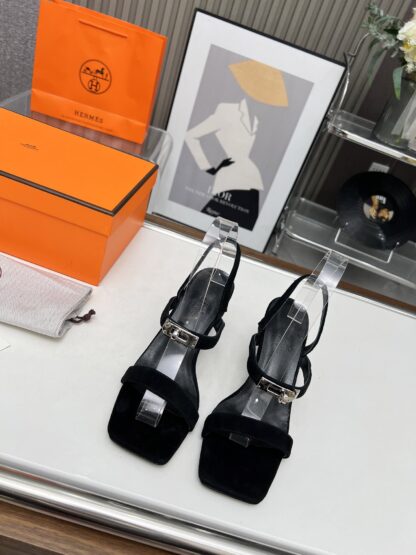 Hermès handmade black stiletto sandals