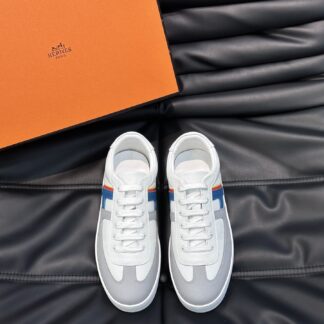 Hermès men's lightweight low-top white and blue casual sports shoes